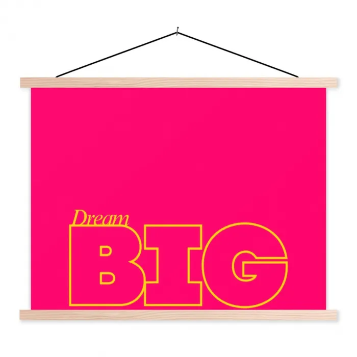 Minimalistisch - Roze - Dream big - Grafisch textielposter latten blank klein -3d