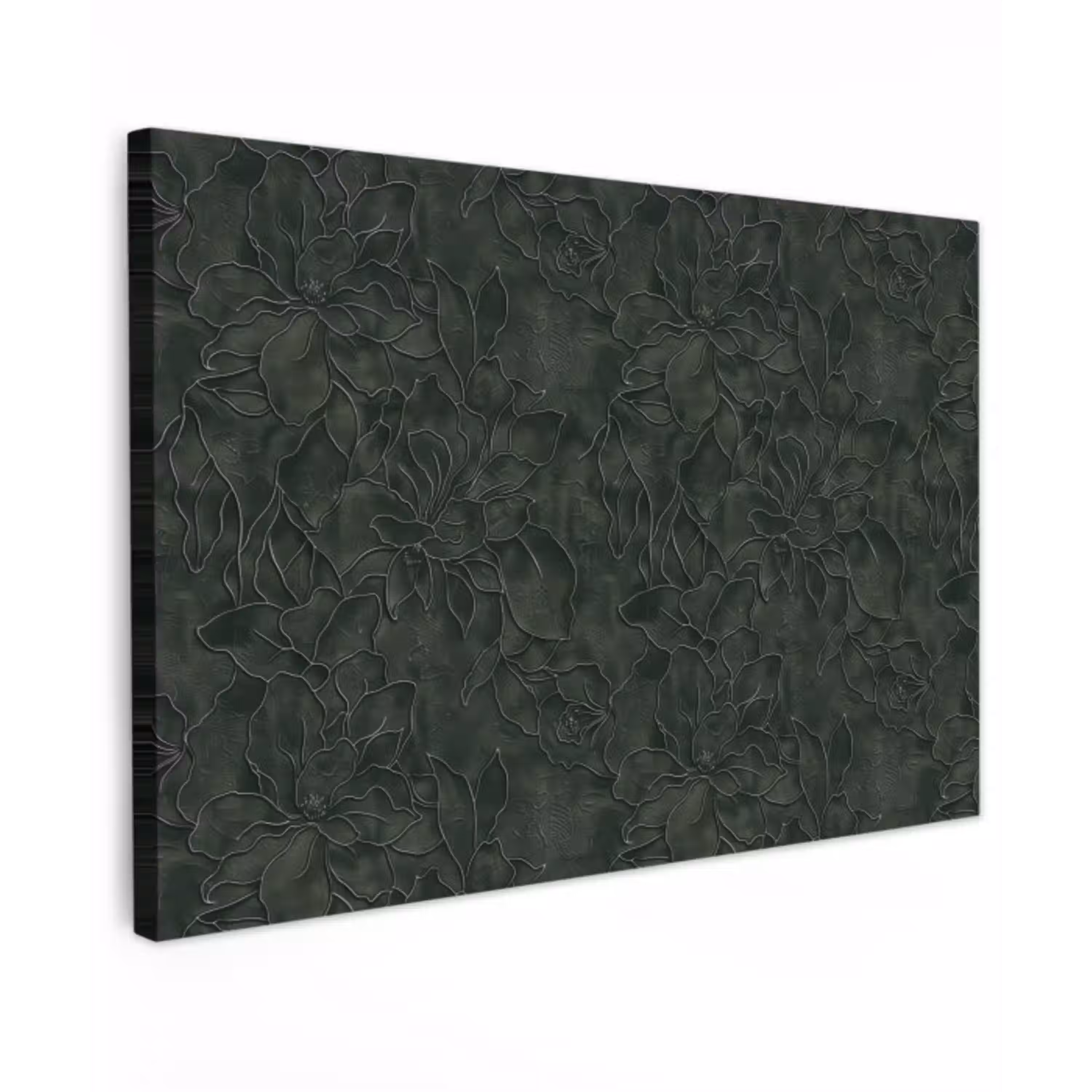 Bloemen - Lijnen - Groen canvas 2cm klein 34 -z3d