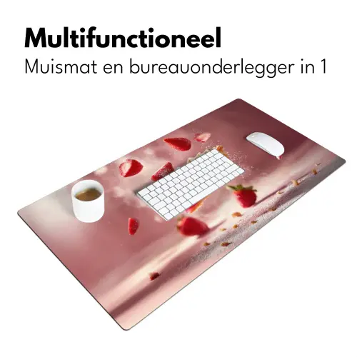 Aardbei - Taart- Eten - Roze Muismat XXL klein -sfeer4