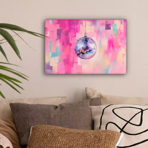 Discobal - Pink - Verf canvas 2cm klein -sfeer1