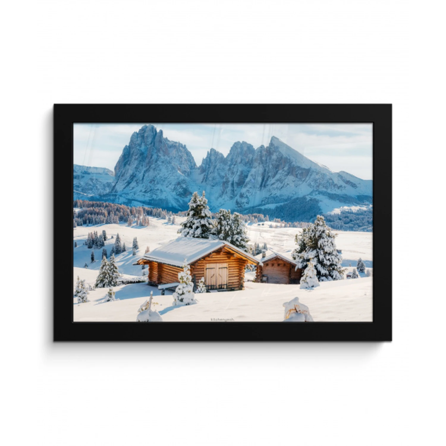 Landschap - Winter - Sneeuw fotolijst zwart zonder passe partout klein -3d