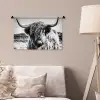 Schotse hooglander - Natuur - Koe - Zwart - Wit Wandkleed katoen klein -sfeer4