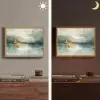 Groen - Modern - Abstract - Goud Light Box met batterij (Wandlamp) middel -sfeer3