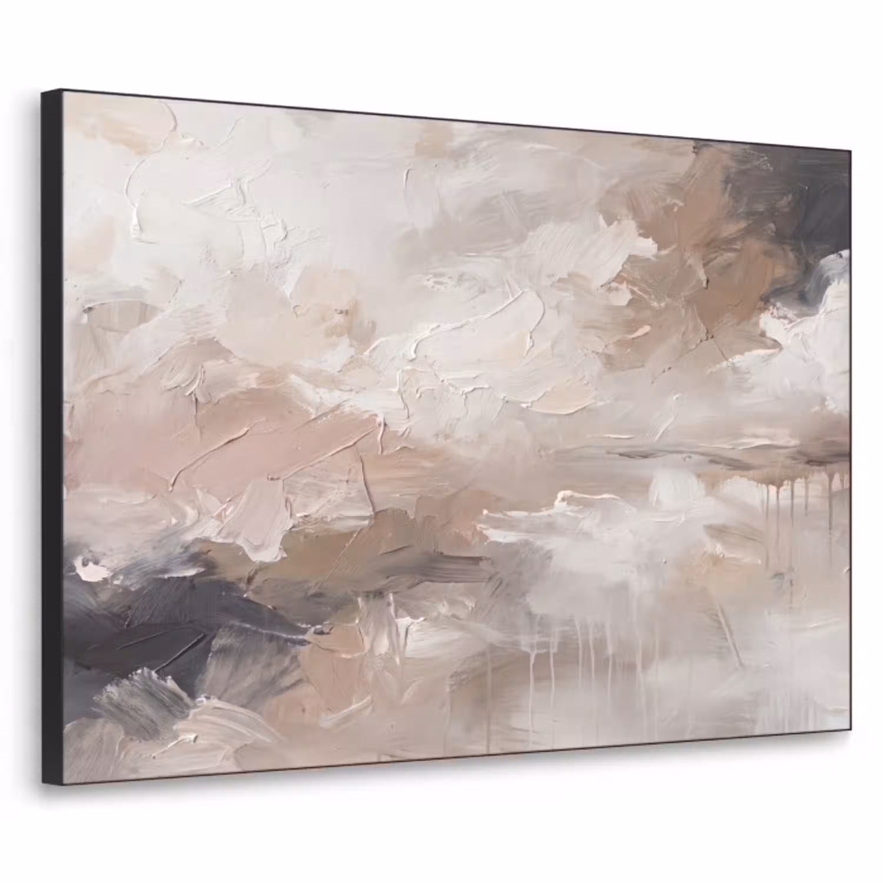 Abstract - Textuur - Kunst - Modern - Beige Textielframe zwart klein -3d