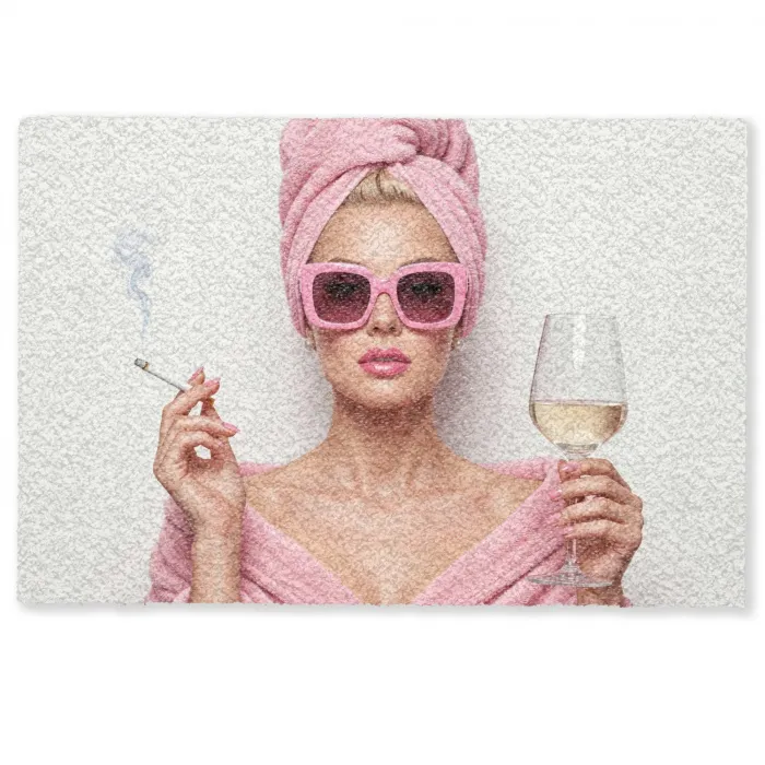 Vrouw - Roze - Wijn - Zonnebril Deurmat klein -zkaufland3d