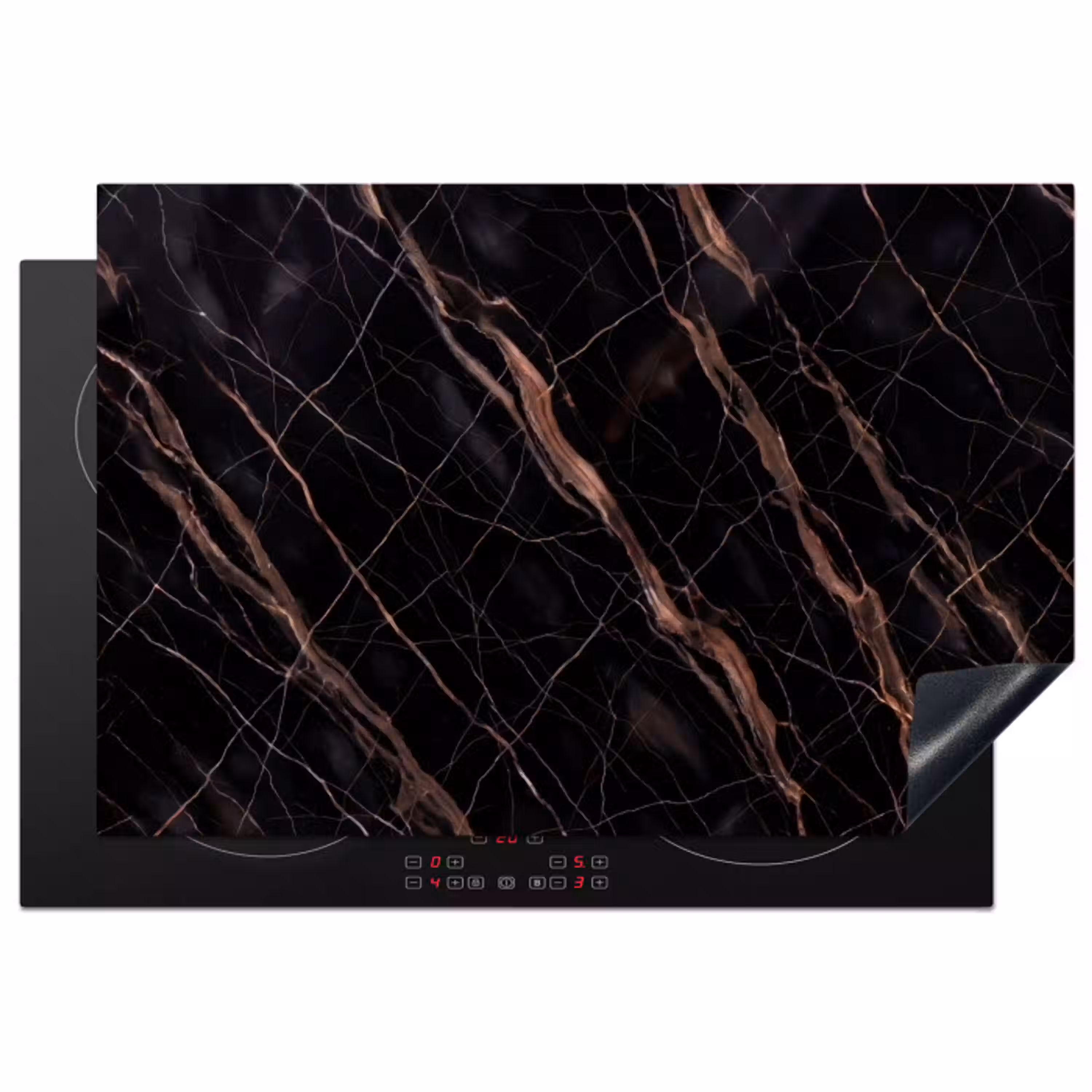 Marmer - Goud - Patroon - Luxe - Zwart Inductie beschermer vinyl 3mm klein -3d