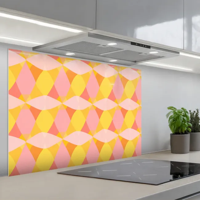 Paraschizzi cucina - Colorato - Motivo a scacchi - Forme di foglie