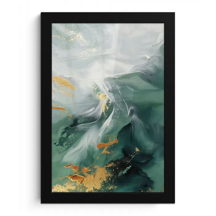 Groen - Modern - Marmer - Abstract fotolijst zwart zonder passe partout klein -3d