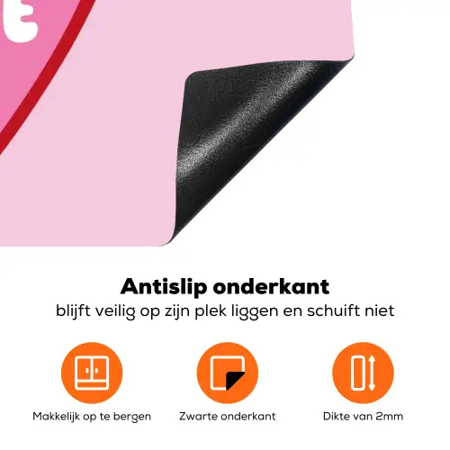 Hart - Frans - Valentijn - Roze Inductie beschermer vinyl 3mm klein -zzzzzzz-td-onderkant