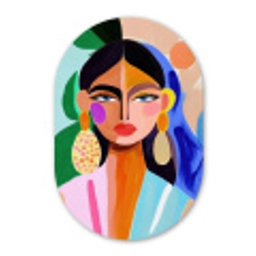 Portret - Vrouw - Modern Wandcirkel Ovaal Glas middel -3d
