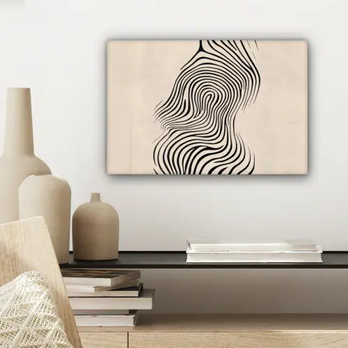 Lijnen - Abstract - Golvend - Zwart canvas 2cm klein -sfeer6