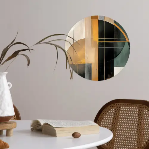Abstract - Goud - Brons - Groen - Vormen - Modern Wandcirkel behangsticker klein -sfeer3