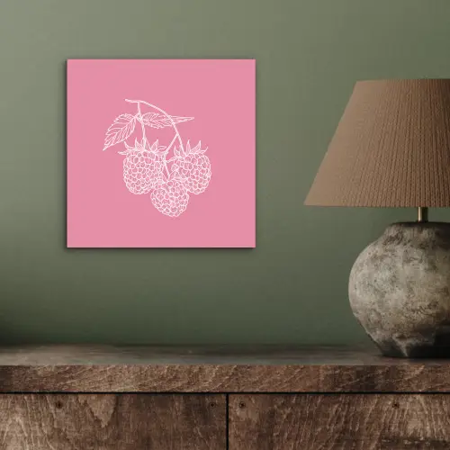 Frambozen - Steel - Getekend - Roze aluminium wit klein -sfeer2