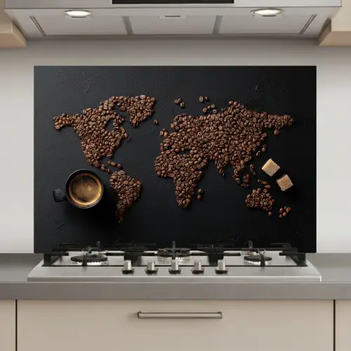 Wereldkaart - Espresso - Zwart keuken achterwand spatscherm klein -3d_website