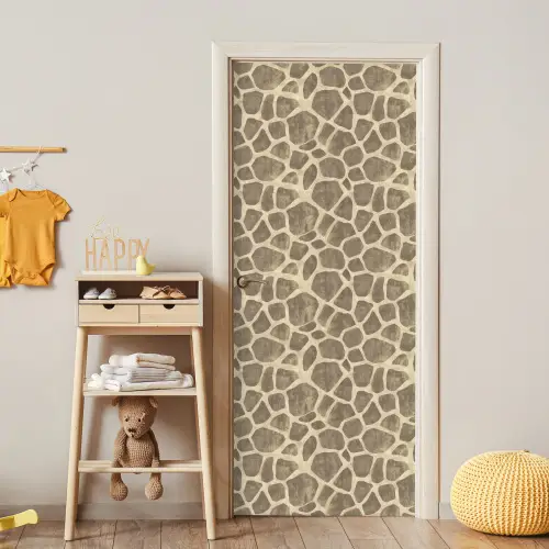 Giraf - Patroon - Beige - Bruin deurposter klein 289 -sfeer4