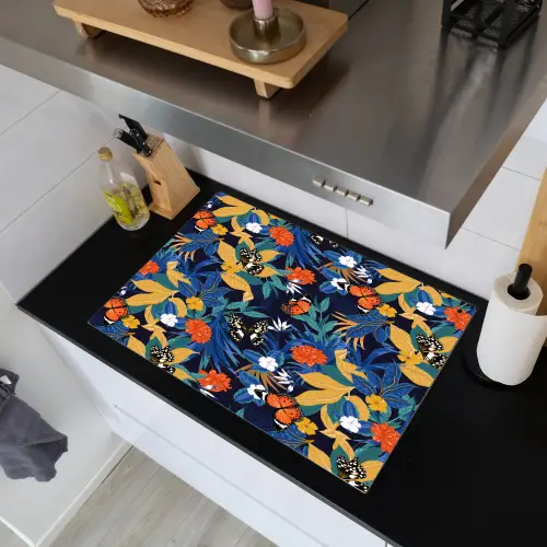 Zomer - Vlinder - Marineblauw - Blauw Inductie beschemer met haakjes klein 777 -sfeer1