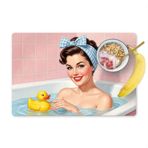 Badkamer - Eend - Blauw Placemat vinyl groot -zzzproduct_Kitchenyeah-website