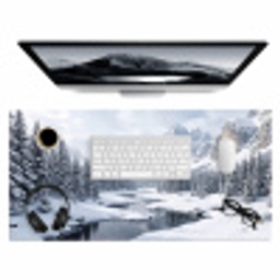 Sneeuwlandschap - Bergen - Rivier - Winter Muismat XXL klein -3d