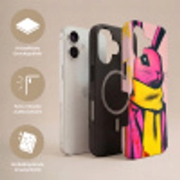 Abstract - Konijn - Sjaal - Geel Toughcase MagSafe Apple iPhone 17 klein -USP_Lagen_DE