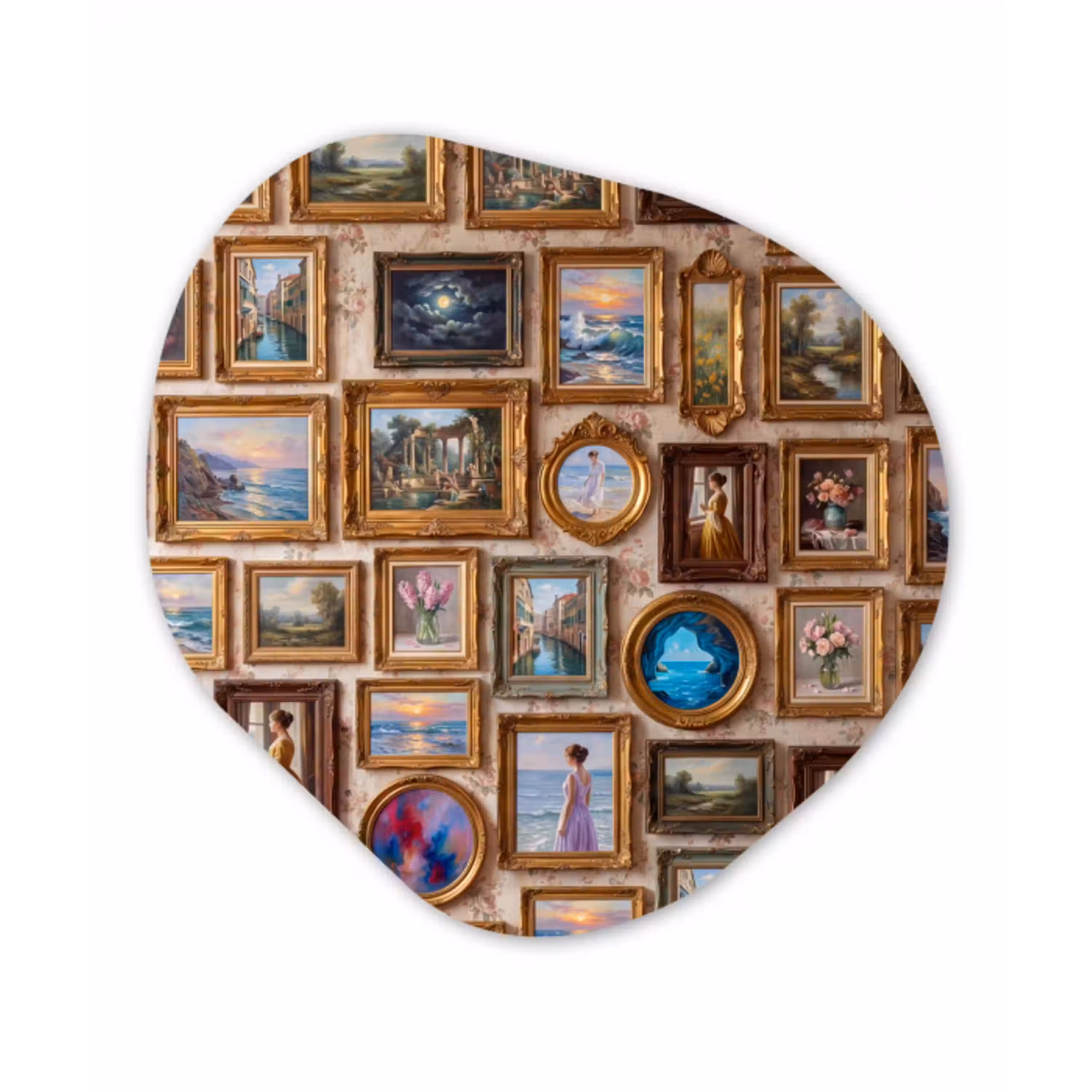Interieur - Kunst - Collectie - Klassiek - Goud Wandcirkel Organisch Forex 3mm klein -3d