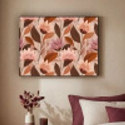 Bloemen - Bladeren - Bruin Textielframe zwart klein 947 -sfeer1