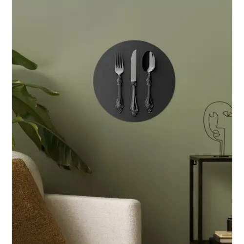 Bestek - Zwart Wandcirkel behangsticker klein -sfeer2