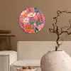 Roze - Bloemen - Wit - Oranje Wandcirkel kunststof plaat 5mm dik klein -sfeer1