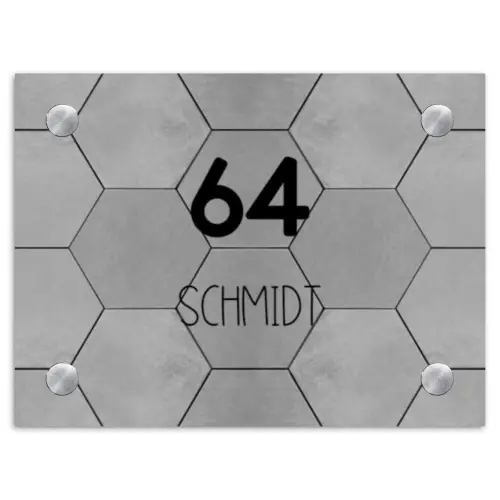 Grijze tegels - Modern Naambord Rechthoek middel -3d