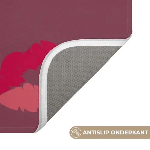 Kiss my ass - Lip - Bordeaux Badmat klein -USP_AntislipNL
