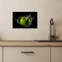 Appel - Groen - Fruit - Water - Zwart KitchenYeah - Keuken - Canvas klein -sfeer2