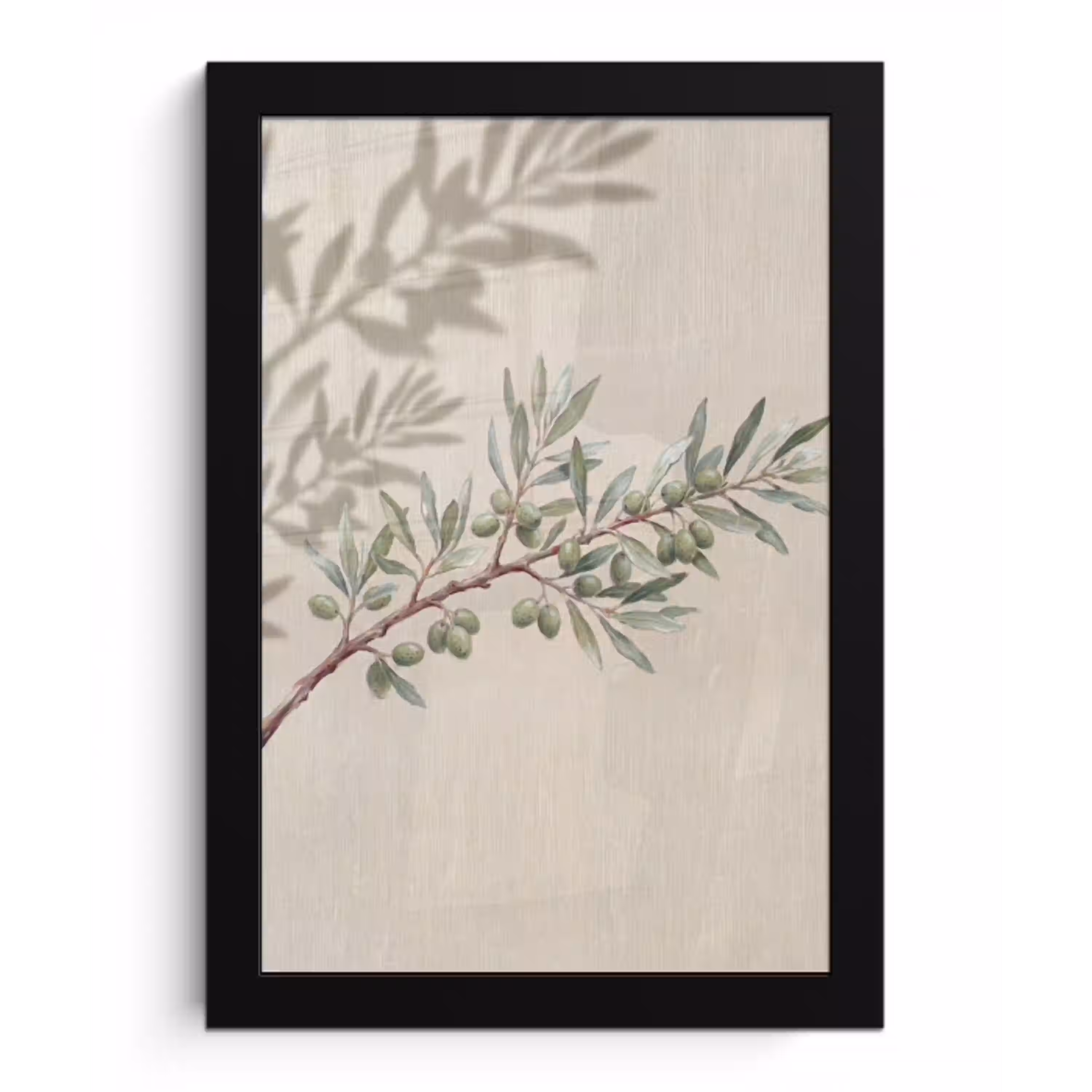 Olijftak - Bladeren - Natuur - Groen - Beige fotolijst zwart zonder passe partout klein -3d