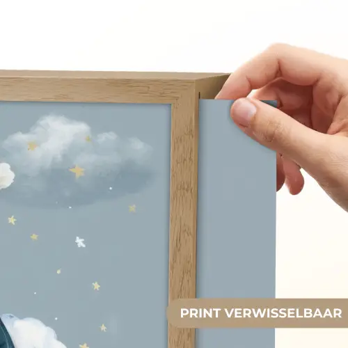 Ijsbeer - Pyjama - Wolken - Sterrenhemel Light Box met batterij (Wandlamp kind) middel -USP_websiteprintNL