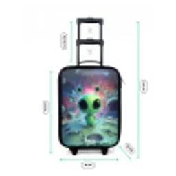 Groen buitenaards wezentje op maanlandschap Kinderkoffer - Zwart klein -productfoto_formaten