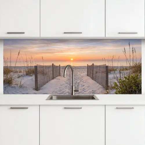 Zonsondergang - Strand - Zand keuken achterwand 2 middel -3d