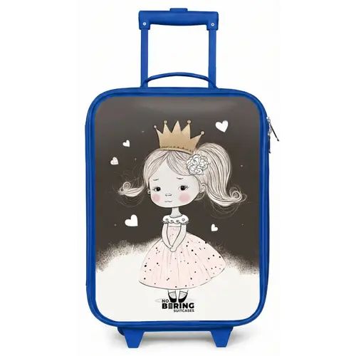 Verlegen prinses met bloem Kinderkoffer - Blauw klein -zz3dotto