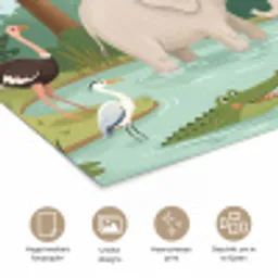 Jungle - Oase - Dieren - Kleurrijk poster papier klein -closeup_NL