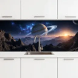 Fantasy - Kosmos - Landschap keuken achterwand 2 middel -3d