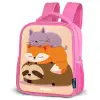 Dieren - Slapen - Samen Kinderrugzak - Roze middel -schuin