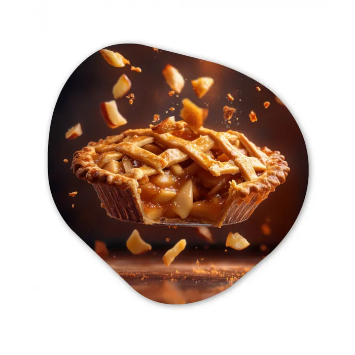 Appel - Taart - Warm - Eten Wandcirkel Organisch Plexiglas middel -3d