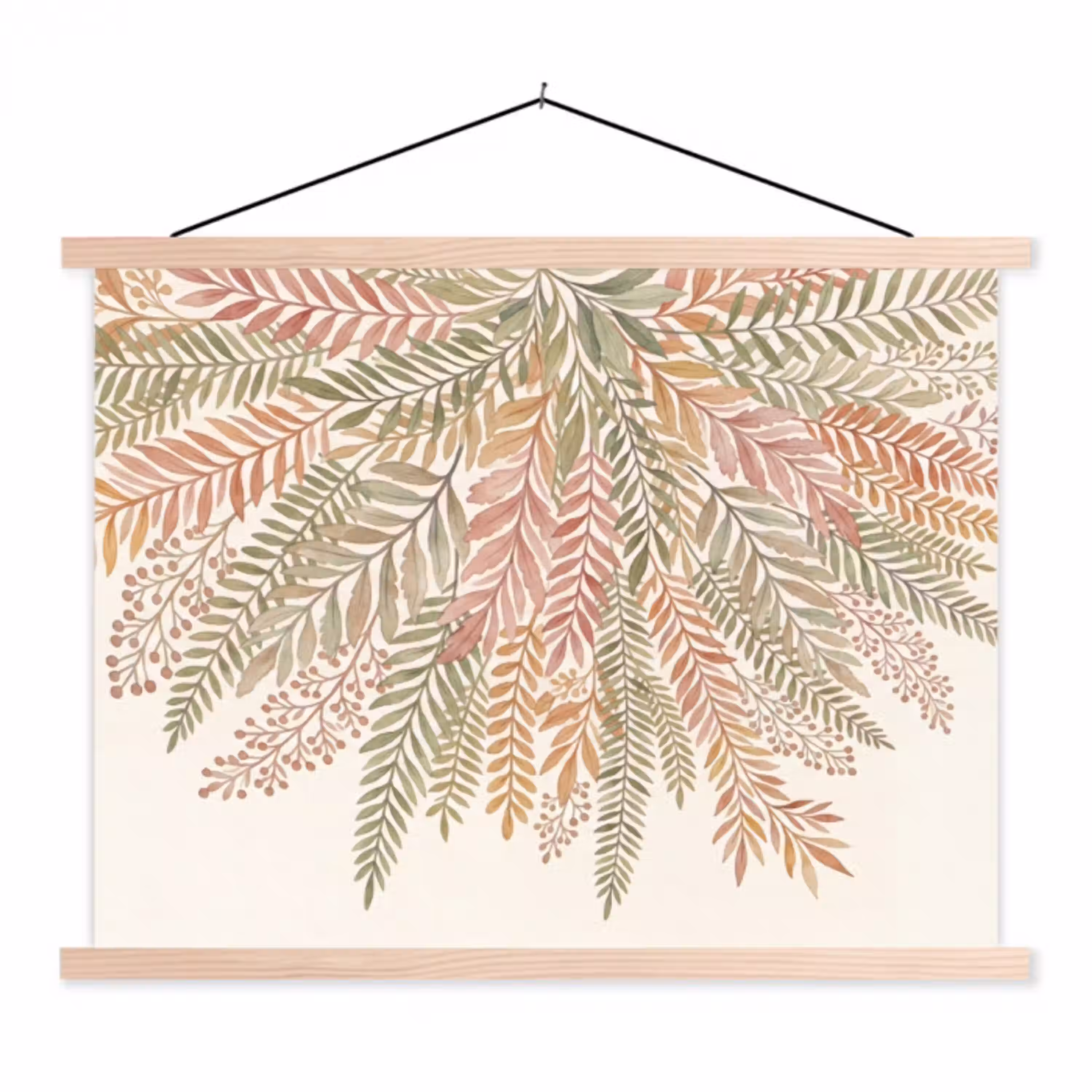 Botanisch - Aquarel - Kleurrijk textielposter latten blank klein -3d