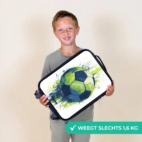Voetbal - Verf - Groen - Blauw Kinderkoffer - Zwart klein -sfeer4_NL