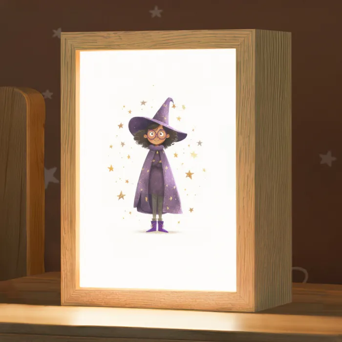 Heks - Paars - Sterren - Heksenhoed Light Box met kabel klein -zzz_3d_website