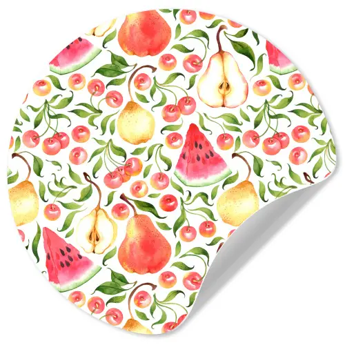 Fruit - Watermeloen - Kersen - Peer Wandcirkel behangsticker klein 186 -3d