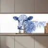 Illustratie - Koe - Blauw keuken achterwand 2 middel zz_3dshopping