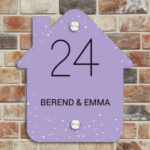 Paars met stippen - Klassiek Naambord Huisje klein -sfeer6