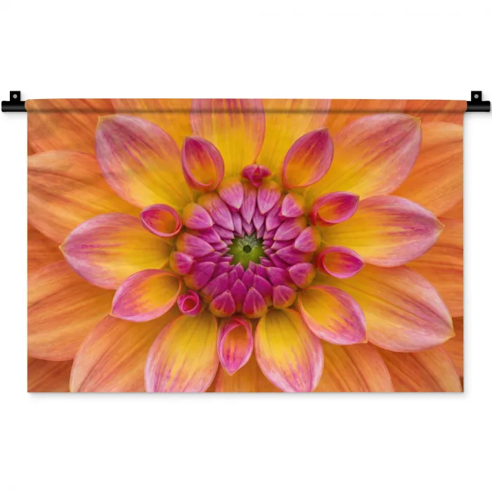 Dahlia - Bloem - Oranje Wandkleed katoen klein -zz3d