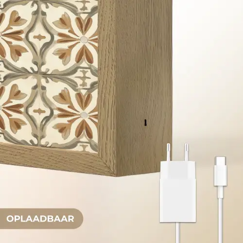 Siertegel - Patroon - Bruin Light Box met batterij (Wandlamp) middel 907 -USP_websiteoplaadbaarNL