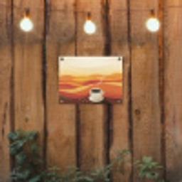Koffie - Landschap - Oranje - Koffiebonen tuinposter los doek klein -sfeer1