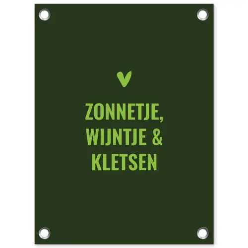 Donkergroen - Quote - Zon - Zomer tuinposter los doek klein -3d