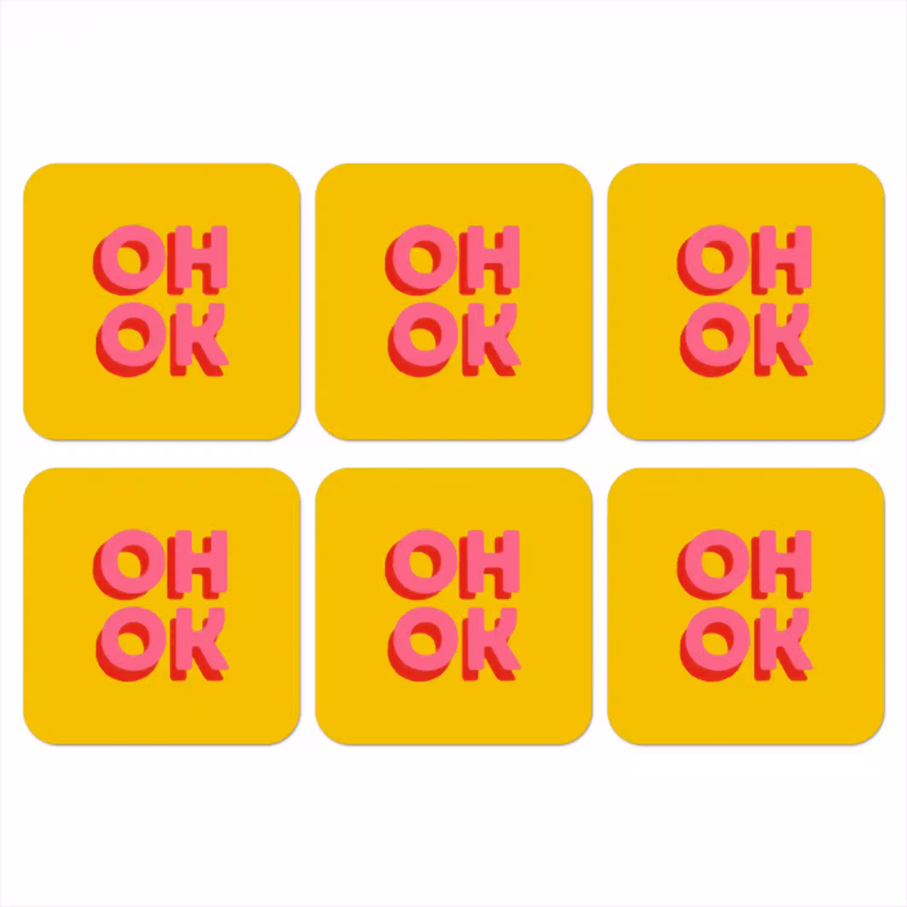 Oh ok - 3D - Geel - Roze onderzetter kurk middel -3d
